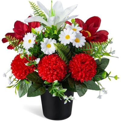 SANS MARQUE fleurs artificielles de cimetière lys chrysanthèmes marguerites arrangement commémoratif pour tombe pour cimetière et cérémonie - Publicité SANS MARQUE fleurs artificielles de cimetière lys chrysanthèmes marguerites arrangement commémoratif pour tombe pour cimetière et cérémonie - Publicité