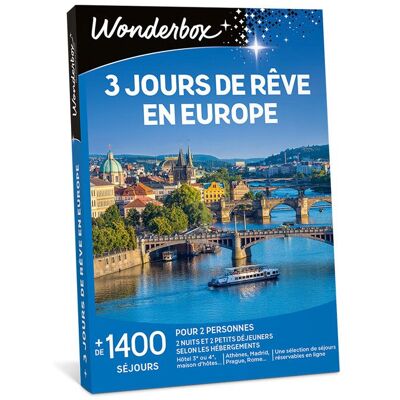 Coffret Cadeau - WONDERBOX - 3 jours de rêve en Europe - 2 nuits et 2 petits déjeuners selon les hébergements pour 2 personnes - Publicité Coffret Cadeau - WONDERBOX - 3 jours de rêve en Europe - 2 nuits et 2 petits déjeuners selon les hébergements pour 2 personnes - Publicité