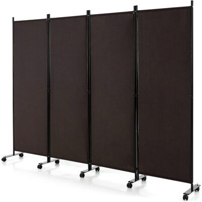 GIANTEX Paravent à 4 Panneaux Pliable avec 10 Roues- 225x173 cm-Closion de Séparation- Cadre en Fer-pour Extérieur/Intérieur-Café - Publicité GIANTEX Paravent à 4 Panneaux Pliable avec 10 Roues- 225x173 cm-Closion de Séparation- Cadre en Fer-pour Extérieur/Intérieur-Café - Publicité