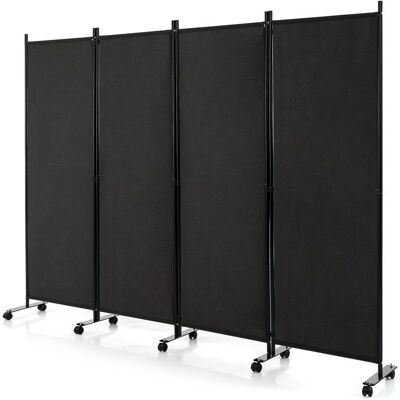 GIANTEX Paravent à 4 Panneaux Pliable avec 10 Roues- 225x173 cm-Closion de Séparation- Cadre en Fer-pour Extérieur/Intérieur-Noir Noir - Publicité GIANTEX Paravent à 4 Panneaux Pliable avec 10 Roues- 225x173 cm-Closion de Séparation- Cadre en Fer-pour Extérieur/Intérieur-Noir Noir - Publicité