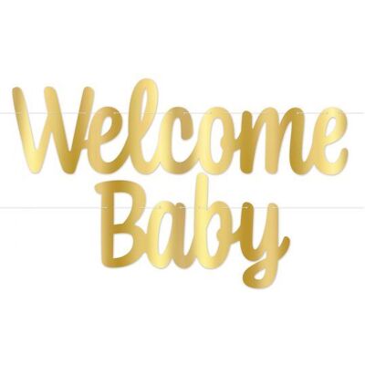 360 Degrees Guirlande en carton welcome baby dorée 18 cm x 121 m - Or Jaune - Publicité 360 Degrees Guirlande en carton welcome baby dorée 18 cm x 121 m - Or Jaune - Publicité