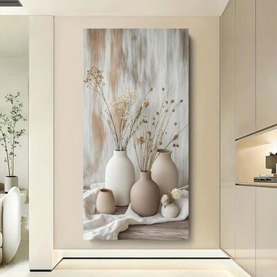 WOGNUSHA Vase botaniqueimpression sur toile vintage minimaliste modernedécor beige et blanc pour salon chambre bureau 60x120cm sans Cadre - Publicité WOGNUSHA Vase botaniqueimpression sur toile vintage minimaliste modernedécor beige et blanc pour salon chambre bureau 60x120cm sans Cadre - Publicité