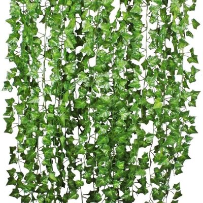 Guirlande de feuille de lierre artificielle - Décoration de fête - Intérieur - Lot de 24pcs*2m Vert - Publicité Guirlande de feuille de lierre artificielle - Décoration de fête - Intérieur - Lot de 24pcs*2m Vert - Publicité