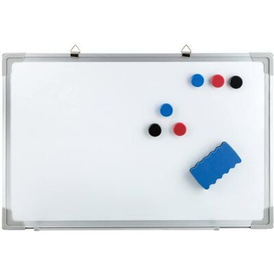 Tableau blanc magnétique - ZUUKO - 40x60 cm - Cadre aluminium - 6 aimants inclus - Éponge incluse - Montage mural Blanc - Publicité Tableau blanc magnétique - ZUUKO - 40x60 cm - Cadre aluminium - 6 aimants inclus - Éponge incluse - Montage mural Blanc - Publicité