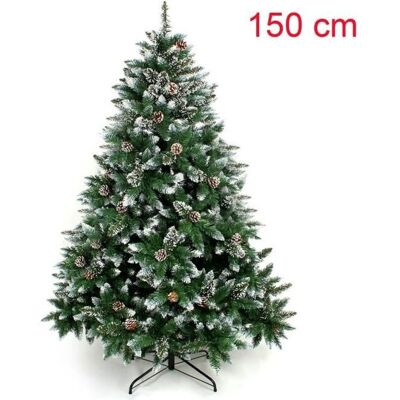 YORBAY Sapin de Noël avec pied - Décoration avec neige - 150 cm Vert - Publicité YORBAY Sapin de Noël avec pied - Décoration avec neige - 150 cm Vert - Publicité