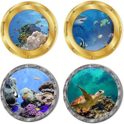 DLZAOAO (Diamètre: 29cm) 4 Pièces Stickers Muraux Animaux Marins 3D sous Marin Autocollant Mural Décoration Murale Chambre Enfants Bébé Blanc - Publicité DLZAOAO (Diamètre: 29cm) 4 Pièces Stickers Muraux Animaux Marins 3D sous Marin Autocollant Mural Décoration Murale Chambre Enfants Bébé Blanc - Publicité