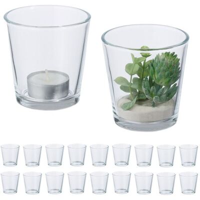 Relaxdays Ensemble de 20 Photophores en Cristal - Transparent - Publicité Relaxdays Ensemble de 20 Photophores en Cristal - Transparent - Publicité