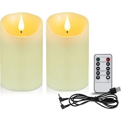 Bougies LED sans flamme - VETOBIOL - Lot de 2 bougies - Rechargeables par USB - Télécommande incluse Blanc - Publicité Bougies LED sans flamme - VETOBIOL - Lot de 2 bougies - Rechargeables par USB - Télécommande incluse Blanc - Publicité