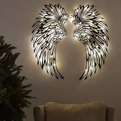 Décoration murale - QIILU - Ailes dange métalliques - LED - 46x20.8 cm - Lumière chaude Blanc - Publicité Décoration murale - QIILU - Ailes dange métalliques - LED - 46x20.8 cm - Lumière chaude Blanc - Publicité