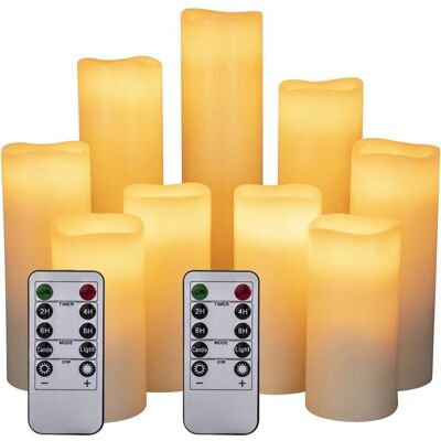 Bougies LED - PZCC - Ensemble de 9 - Cire véritable - Télécommande - Minuterie 2468 heures Blanc - Publicité Bougies LED - PZCC - Ensemble de 9 - Cire véritable - Télécommande - Minuterie 2468 heures Blanc - Publicité
