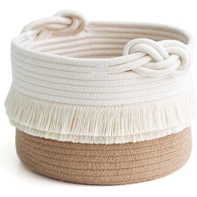 SODIAL Ensemble de 1 Panier de Rangement Décoratif Paniers Tressés en Corde de Coton pour Organiser Panier Cadeau - Publicité SODIAL Ensemble de 1 Panier de Rangement Décoratif Paniers Tressés en Corde de Coton pour Organiser Panier Cadeau - Publicité