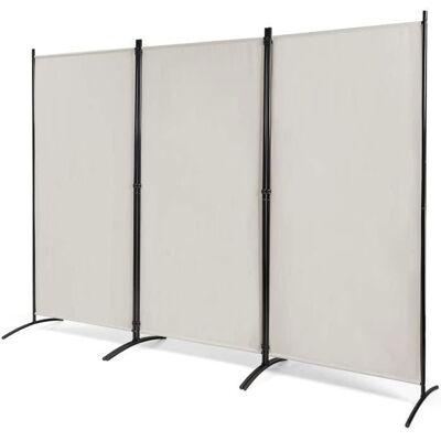 Paravent Costway - 3 Panneaux Pliables Beige - Publicité Paravent Costway - 3 Panneaux Pliables Beige - Publicité