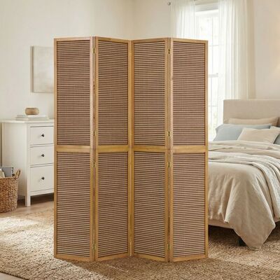 Paravent bois marron 4 panneaux 200 cm – brise-vue Marron - Publicité Paravent bois marron 4 panneaux 200 cm – brise-vue Marron - Publicité