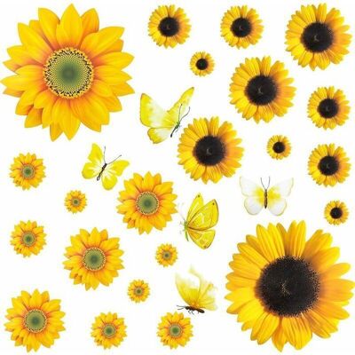 Autocollant mural tournesol amovible - PZCC - 27 pièces - 70x50 cm - Fleurs jaunes - Papillons - Imperméable - 3D - DIY Jaune - Publicité Autocollant mural tournesol amovible - PZCC - 27 pièces - 70x50 cm - Fleurs jaunes - Papillons - Imperméable - 3D - DIY Jaune - Publicité