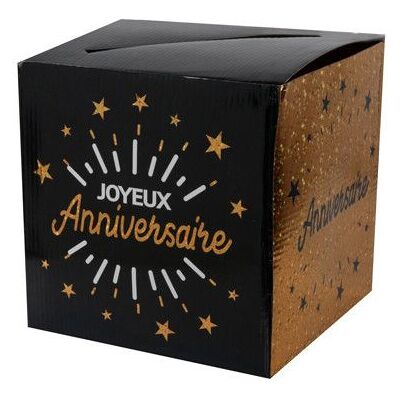 SANTEX Tirelire - Joyeux Anniversaire - NOIRE ET DOREE - Métallique - 20x20x20 cm - Décoration de fête Noir - Publicité SANTEX Tirelire - Joyeux Anniversaire - NOIRE ET DOREE - Métallique - 20x20x20 cm - Décoration de fête Noir - Publicité