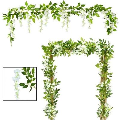 Glycine Artificielle Vigne Guirlande Feuillage Fleur Extérieur Décor Maison 2 Pcs 7ft Vert - Publicité Glycine Artificielle Vigne Guirlande Feuillage Fleur Extérieur Décor Maison 2 Pcs 7ft Vert - Publicité