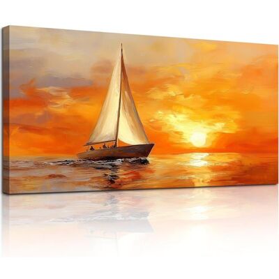 LQXIN Impression sur Toile Voilier Coucher Lever du Soleil 50x100cm DecorationAffiches Paysage pour Salon Chambre Bureau Salle Sans - Publicité LQXIN Impression sur Toile Voilier Coucher Lever du Soleil 50x100cm DecorationAffiches Paysage pour Salon Chambre Bureau Salle Sans - Publicité