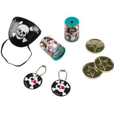 Set de jouets - Pack Pirate 24 pièces - 6 longues-vues - 6 cache-œil - 6 pièces dor Rouge - Publicité Set de jouets - Pack Pirate 24 pièces - 6 longues-vues - 6 cache-œil - 6 pièces dor Rouge - Publicité