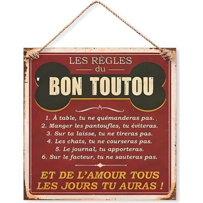 STC Plaque Décorative en Métal 20x20 cm – Les Règles du Bon Toutou - Publicité STC Plaque Décorative en Métal 20x20 cm – Les Règles du Bon Toutou - Publicité