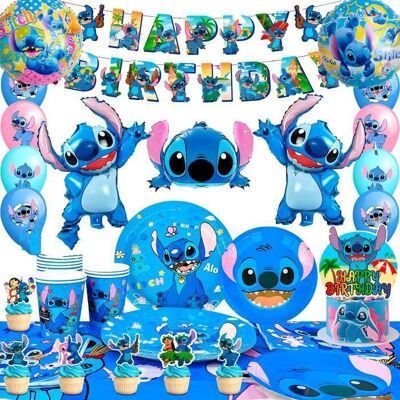 INBOXXARTY Décorations danniversaire Stitch Fournitures pour fêtes danniversaire set vaisselle anniversaire lilo stitch Décoration de Ballon Bleu - Publicité INBOXXARTY Décorations danniversaire Stitch Fournitures pour fêtes danniversaire set vaisselle anniversaire lilo stitch Décoration de Ballon Bleu - Publicité