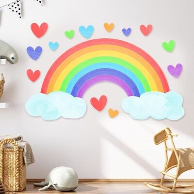 Sticker mural - Arc-En-Ciel - PVC - 30x20 cm - Décoration enfant - Autocollant lumineux Blanc - Publicité Sticker mural - Arc-En-Ciel - PVC - 30x20 cm - Décoration enfant - Autocollant lumineux Blanc - Publicité