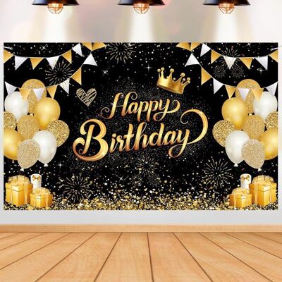 BHDFJHFGKHGK Banderole Joyeux AnniversaireToile de fond Happy Birthday Noir et or Banderole Grand Tissu de Photographie Bannière Photo pour Deco - Publicité BHDFJHFGKHGK Banderole Joyeux AnniversaireToile de fond Happy Birthday Noir et or Banderole Grand Tissu de Photographie Bannière Photo pour Deco - Publicité