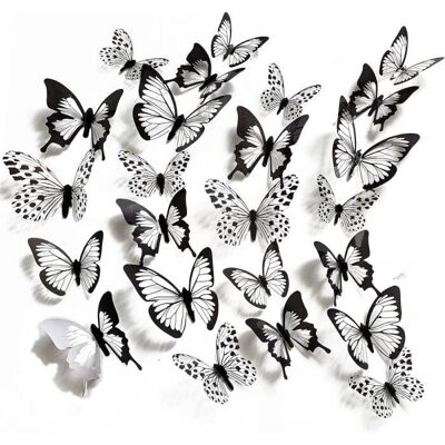 Stickers Muraux - AQSACOKIYA - Papillons 3D - Noir et Blanc - 48Pcs - Décoration Contemporaine Noir - Publicité Stickers Muraux - AQSACOKIYA - Papillons 3D - Noir et Blanc - 48Pcs - Décoration Contemporaine Noir - Publicité