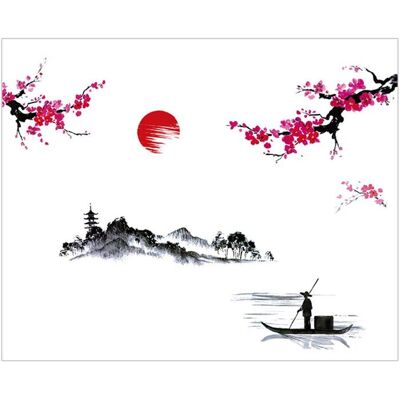 LIAIKI 2 Pcs Chinois Style Sakura Muraux Japanese Rose Fleur de Cerisier Décor Chinois Style Mural Autocollants Rose - Publicité LIAIKI 2 Pcs Chinois Style Sakura Muraux Japanese Rose Fleur de Cerisier Décor Chinois Style Mural Autocollants Rose - Publicité