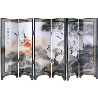 Paravent miniature décoratif - LA CHINEUSE - Pine and Crane - Motif Pins et Grues - Laqué - Bois et métal Blanc - Publicité Paravent miniature décoratif - LA CHINEUSE - Pine and Crane - Motif Pins et Grues - Laqué - Bois et métal Blanc - Publicité