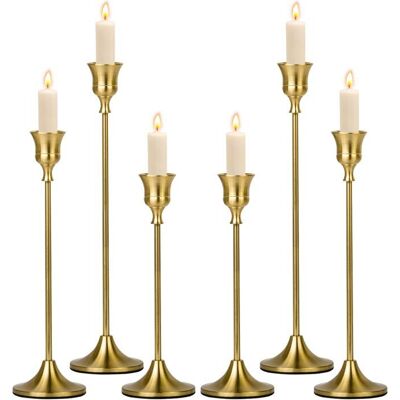 Bougeoir Doré: Lot de 6 Vintage Bougeoirs Coniques Chandelier Doré Porte-Bougie Or en Métal pour Décoration Mariage Fête Noël Jaune - Publicité Bougeoir Doré: Lot de 6 Vintage Bougeoirs Coniques Chandelier Doré Porte-Bougie Or en Métal pour Décoration Mariage Fête Noël Jaune - Publicité