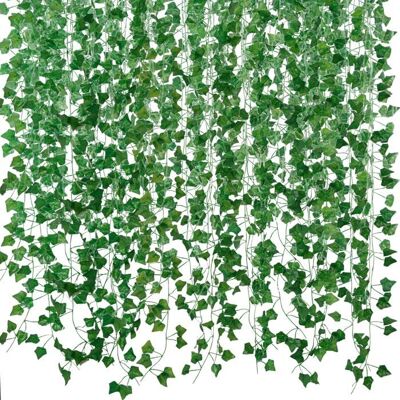 S'AGRANDIR Lianes artificielles pour décoration dintérieur (Lot de 12 25 mètres) — Magnifiques plantes dlierre artificiel suspendues Vert - Publicité S'AGRANDIR Lianes artificielles pour décoration dintérieur (Lot de 12 25 mètres) — Magnifiques plantes dlierre artificiel suspendues Vert - Publicité
