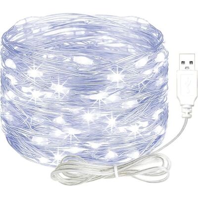ANIYOO Guirlande LED 20 m 200 LED USB fil de cuivre étanche lumières décoratives pour chambre jardin Noël anniversaire-blanc - Publicité ANIYOO Guirlande LED 20 m 200 LED USB fil de cuivre étanche lumières décoratives pour chambre jardin Noël anniversaire-blanc - Publicité