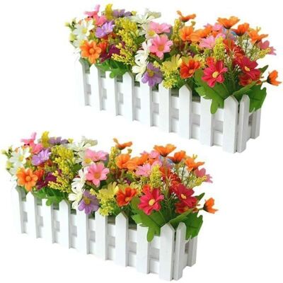 Fleurs artificielles en pot - ULISEM - Lot de 2 - Décoration de clôture en bois - Orchidées - Pour balcon salon jardin - Publicité Fleurs artificielles en pot - ULISEM - Lot de 2 - Décoration de clôture en bois - Orchidées - Pour balcon salon jardin - Publicité
