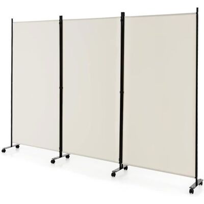 GIANTEX Paravent à 3 Panneaux Pliable Détachable 262x180cm avec 8 RoulettesClosion de Séparation pour ChambreCadre en FerBeige Blanc - Publicité GIANTEX Paravent à 3 Panneaux Pliable Détachable 262x180cm avec 8 RoulettesClosion de Séparation pour ChambreCadre en FerBeige Blanc - Publicité