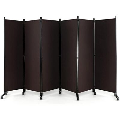 GIANTEX Paravent à 6 Panneaux Pliable à Roulettes-3345x 172 cm-Closion de Séparation-Cadre en Fer-pour Extérieur/Intérieur-Café - Publicité GIANTEX Paravent à 6 Panneaux Pliable à Roulettes-3345x 172 cm-Closion de Séparation-Cadre en Fer-pour Extérieur/Intérieur-Café - Publicité