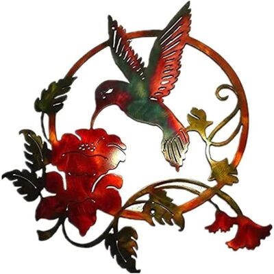 LIAIKI Art Mural Doiseau en Métal Rond pour Jardin Décoration De Salon Fleur - Publicité LIAIKI Art Mural Doiseau en Métal Rond pour Jardin Décoration De Salon Fleur - Publicité