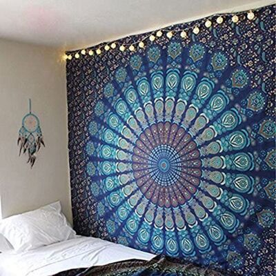 JORMFTTE 1 pièce tapisserie murale mandala coton 100 % décoration ethnique chambre salon tenture murale indienne multicolore usage . Publicité JORMFTTE 1 pièce tapisserie murale mandala coton 100 % décoration ethnique chambre salon tenture murale indienne multicolore usage . Publicité