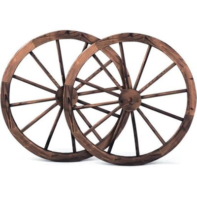 COSTWAY Set 2 Roue Décorative en Bois Décoration pour Jardin Bar Salon etc. Couleur Naturel 76x76x35 CM Marron - Publicité COSTWAY Set 2 Roue Décorative en Bois Décoration pour Jardin Bar Salon etc. Couleur Naturel 76x76x35 CM Marron - Publicité