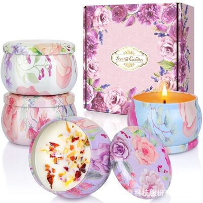 Bougies Parfumées - NETBOAT - Lot de 4 - Cire de Soja - Parfums Variés - Cadeau Romantique Rose - Publicité Bougies Parfumées - NETBOAT - Lot de 4 - Cire de Soja - Parfums Variés - Cadeau Romantique Rose - Publicité