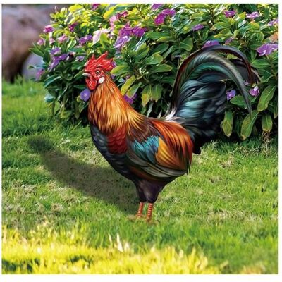 Figurine Coq de Décoration - Ornements Jardin - Acrylique - Imperméable - Durable - Décor Extérieur Blanc - Publicité Figurine Coq de Décoration - Ornements Jardin - Acrylique - Imperméable - Durable - Décor Extérieur Blanc - Publicité