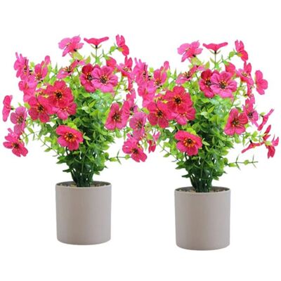 Lot de 2 Petites Fleurs Artificielles en Pot – Marguerites & Vert Eucalyptus- Rose rouge - Publicité Lot de 2 Petites Fleurs Artificielles en Pot – Marguerites & Vert Eucalyptus- Rose rouge - Publicité