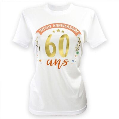 STC T-SHIRT À DÉDICACER POLYESTER 60ANS FEMME M/L Blanc Blanc - Publicité STC T-SHIRT À DÉDICACER POLYESTER 60ANS FEMME M/L Blanc Blanc - Publicité