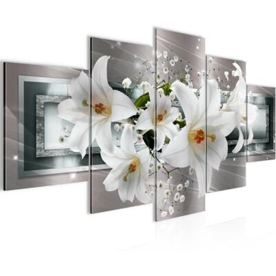 Tableau Décoration Murale 200x100 cm Runa art 204751c Fleurs de Lys - 5 Panneaux Deco Toile Prêt à Accrocher - Blanc Jaune - Publicité Tableau Décoration Murale 200x100 cm Runa art 204751c Fleurs de Lys - 5 Panneaux Deco Toile Prêt à Accrocher - Blanc Jaune - Publicité