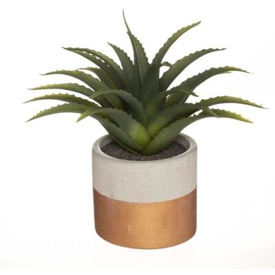 Plante Artificielle Aloe Vera Silumen - 28cm avec Pot Bicolore - Publicité Plante Artificielle Aloe Vera Silumen - 28cm avec Pot Bicolore - Publicité