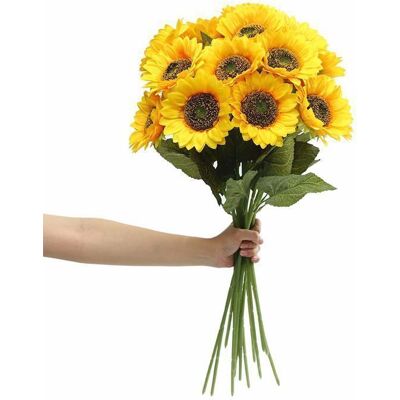 GIGICIAL Bouquet de fleurs artificielles - Décoration - Tournesols - Durable - Réaliste - Sans entretien Jaune - Publicité GIGICIAL Bouquet de fleurs artificielles - Décoration - Tournesols - Durable - Réaliste - Sans entretien Jaune - Publicité