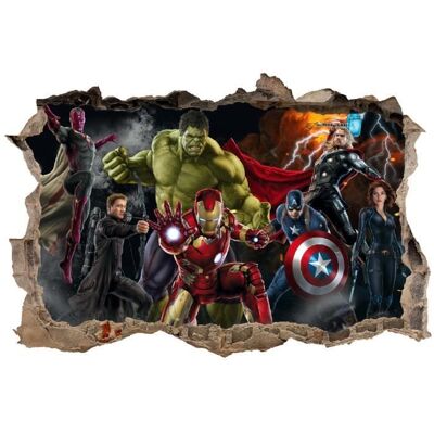 Stickers muraux 3D - Avengers - 120x80 cm - Couleurs vives - Décoration enfant - Mixte - Publicité Stickers muraux 3D - Avengers - 120x80 cm - Couleurs vives - Décoration enfant - Mixte - Publicité