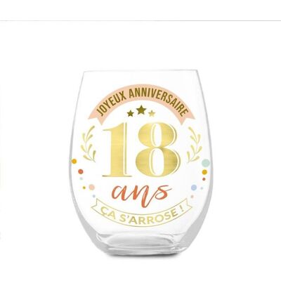 STC VERRE ROND TRANSPARENT ANNIVERSAIRE 18ANS Blanc - Publicité STC VERRE ROND TRANSPARENT ANNIVERSAIRE 18ANS Blanc - Publicité