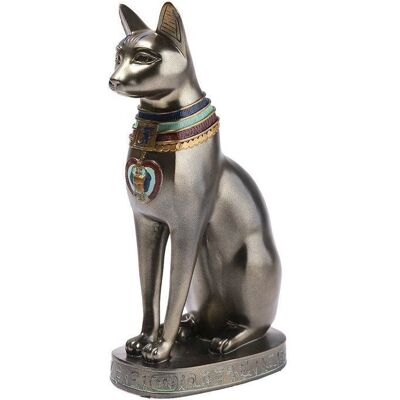 Statuette - LA CHINEUSE - Grande Déesse Bastet (chat) - Marron - Hauteur 19 cm - Œil de Rê & scarabée solaire Marron - Publicité Statuette - LA CHINEUSE - Grande Déesse Bastet (chat) - Marron - Hauteur 19 cm - Œil de Rê & scarabée solaire Marron - Publicité