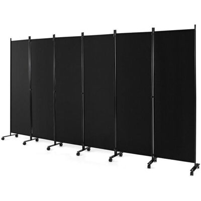 GIANTEX Paravent à 6 Panneaux Pliable à Roulettes-3345x 172 cm-Closion de Séparation-Cadre en Fer-pour Extérieur/Intérieur-Noir Noir - Publicité GIANTEX Paravent à 6 Panneaux Pliable à Roulettes-3345x 172 cm-Closion de Séparation-Cadre en Fer-pour Extérieur/Intérieur-Noir Noir - Publicité