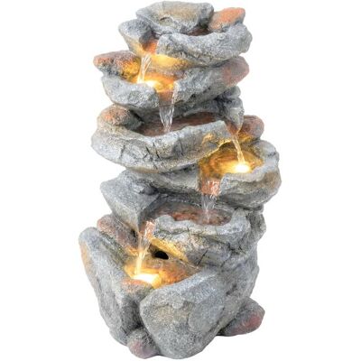 Fontaine de jardin - Outsunny - 6 niveaux décoration de jardin zen résine pierre naturelle lumineuse LED - 33 x 27 x 53 cm - Gris Gris - Publicité Fontaine de jardin - Outsunny - 6 niveaux décoration de jardin zen résine pierre naturelle lumineuse LED - 33 x 27 x 53 cm - Gris Gris - Publicité
